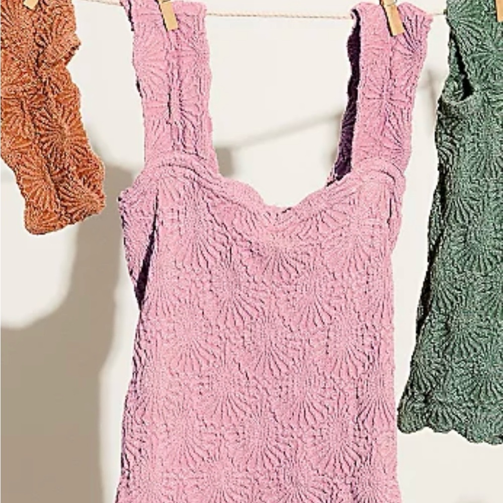 Free People Pink Textured Tank Top “All I know maxi cami”